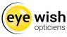 Logo van Eye Wish Opticiens met een gele cirkel en de tekst eye wish opticiens.