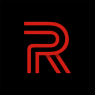 Rood Racesquare-logo op een zwarte achtergrond.