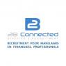 2B Connected logo met slogan Recruitment voor makelaars en financieel professionals in blauwe en grijze lettertypes.