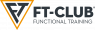 FT-CLUB-logo in zwart met oranje omrande driehoek en tekst Functional Training.