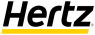 Hertz-logo in zwarte letters met een gele onderstreep.