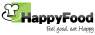 Logo van HappyFood met een witte koksmuts en groene achtergrond.