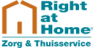 Logo van Right at Home met oranje huisicoon en blauwe tekst.