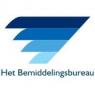 Logo van Het Bemiddelingsbureau met gestileerd blauw vleugelachtig symbool.