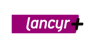 Het paarse Lancyr-logo met een zwart plusteken op een witte achtergrond.