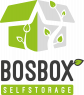 Logo van BosBox Selfstorage met een groene doos en bladeren, ondersteund door de tekst BosBox Selfstorage.