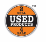 Oranje en zwart logo van Used Products met de tekst 2 Sell 4 Sale.