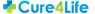 Cure4Life logo met blauwe en groene letters en een kruisvormig symbool links.