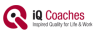 iQ Coaches-logo met rode en zwarte elementen en de tekst iQ Coaches, regie op je eigen leven.