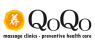 Logo van QoQo Massage Clinics met focus op preventieve gezondheidszorg en oranje embleem.