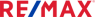 RE/MAX-logo met rode en blauwe letters op een witte achtergrond.