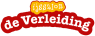 Logo van ijssalon De Verleiding met opvallende rode en oranje kleuren.