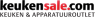 Keukensale.com logo met de tekst Keuken & Apparatuur Outlet in zwart en rood.