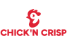 Het Chick'N Crisp-logo met een gestileerde kippenkop in rood boven de merknaam.
