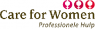Care for Women logo met drie roze symbolen en de slogan Professionele Hulp in bruin en zwart.