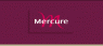 Mercure-logo met witte tekst op een paarse achtergrond.