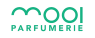 Logo van Mooi Parfumerie met groene tekst op een transparante achtergrond.