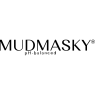 Logo van Mudmasky met zwarte tekst op een witte achtergrond.