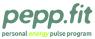 Pepp.fit logo met de slogan personal energy pulse program in groene en gele letters.