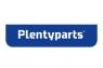 Het logo van Plentyparts in witte letters op een blauwe achtergrond.