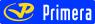 Primera-logo met gele pijl en blauwe achtergrond.
