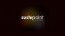 SushiPoint-logo met de tekst delivery - take away - catering op een donkere achtergrond.