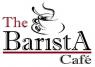 Het logo van The Barista Café met een gestileerde koffiekop boven de tekst.