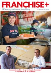 Tijdschriftcover van Franchise+ september 2013 met thema's over New York Pizza en franchising.