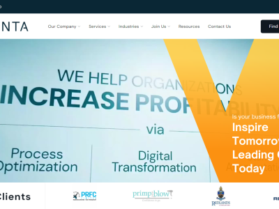 Valenta's vernieuwde website met focus op profitabiliteit via procesoptimalisatie en digitale transformatie.