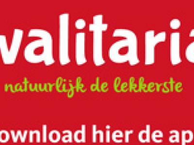Kwalitaria-logo met slogan natuurlijk de lekkerste en vermelding app-download.